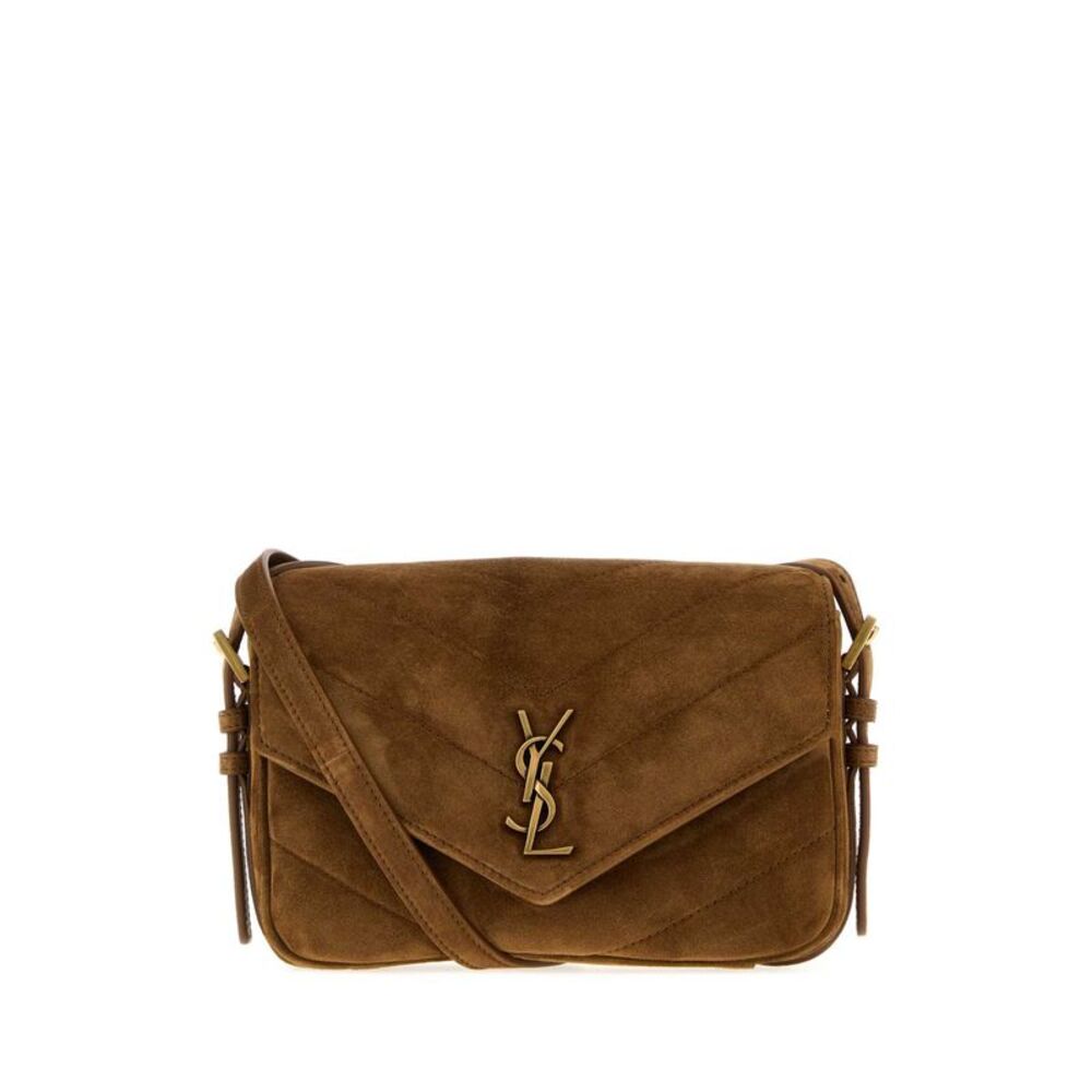 Saint Laurent Women Camel Suede Loulou Toy Crossbody Bag